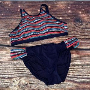 Anne Cole Multicolor Wave Bikini Set